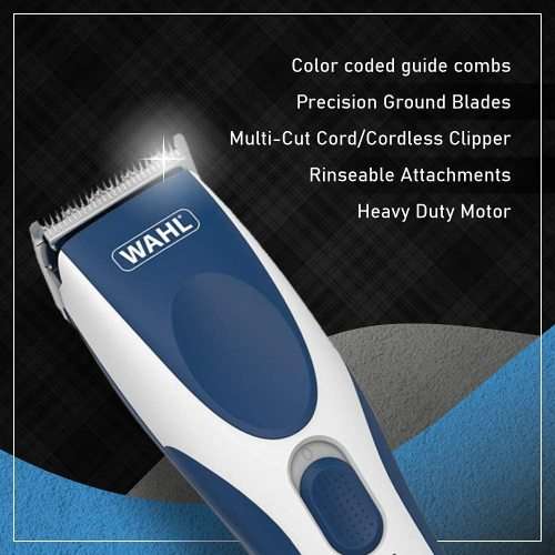 WAHL- Clipper Color Pro Cordless Rechargeable Hair Clippers, 20 pieces Hair Cutting Kit