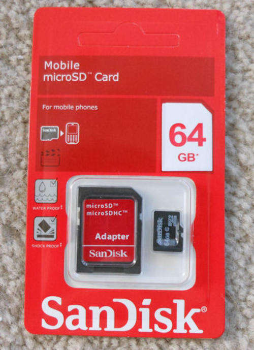 SanDisk 64GB SDHC micro SD + SD Adapter  Memory Card RRP R900