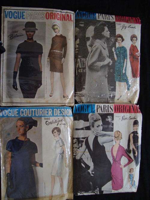 4 x VOGUE PARIS ORIGINAL PATTERNS by Guy Laroche,Pierre Balmain,Pierre Cardin,Calitzine
