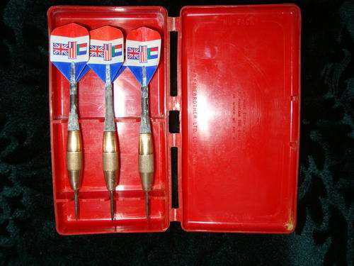 vintage FAREBROTHER BRASS CONCENTRIC DARTS with old South African flag