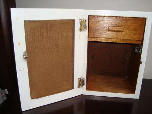 vintage hand made MEDICINE WALL CABINET with drawer - dove tail method