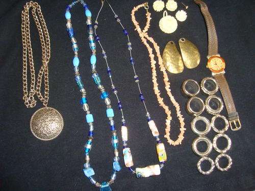 vintage NECKLACES, EARINGS, PENDANT,  ladies WATCH and SCARF rings