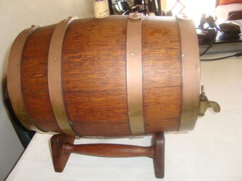 Oak wine barrel with tap for your bar