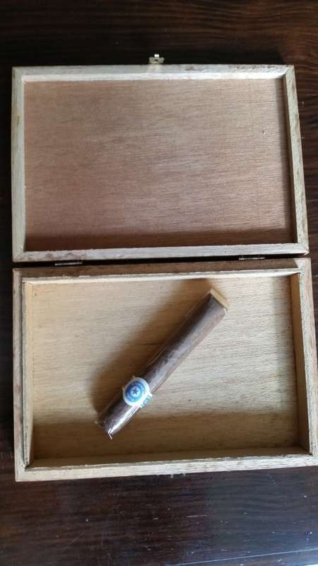 beautiful WOODEN CIGAR BOX ....replace the stickers on the box and it will make a nice gift