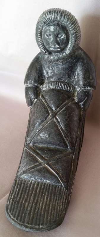 An ORIGINAL WOLF sculpture of Eskimo with sleigh