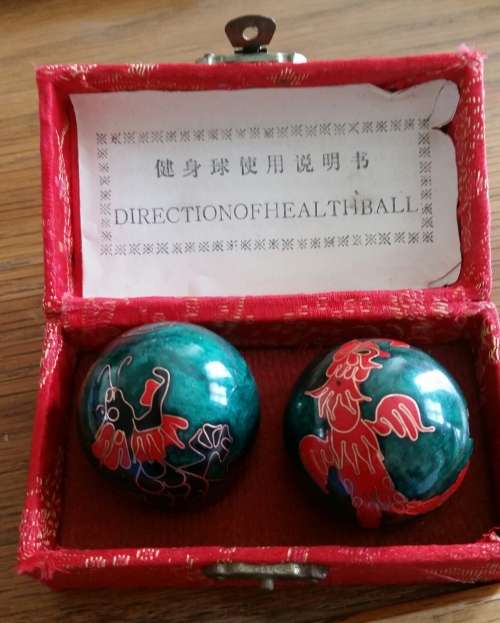 Vintage Chinese CLOISONNE HEALTH GIVING balls