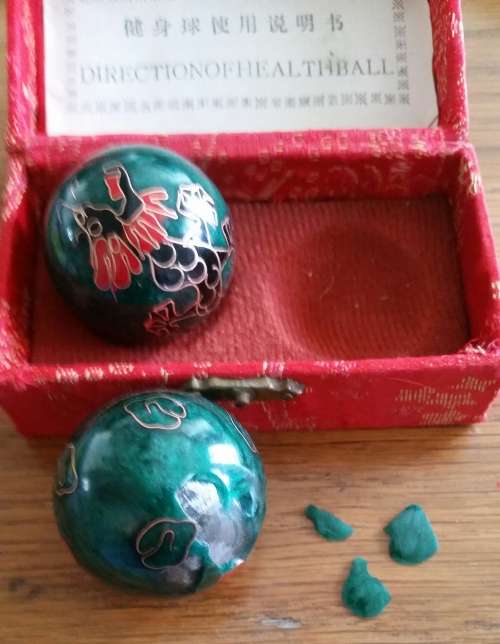 Vintage Chinese CLOISONNE HEALTH GIVING balls