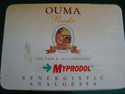 OUMA RUSKS and MYPRODOL TIN - very unusual