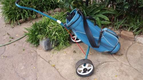 Old blue golf caddy.
