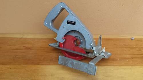 Old Hoover drilling machine circular saw attachment.