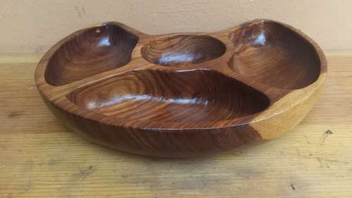 Beautiful, wooden snack bowl.