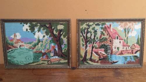 Pair of beautiful, small tapestries.