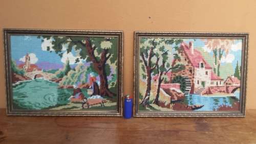 Pair of beautiful, small tapestries.