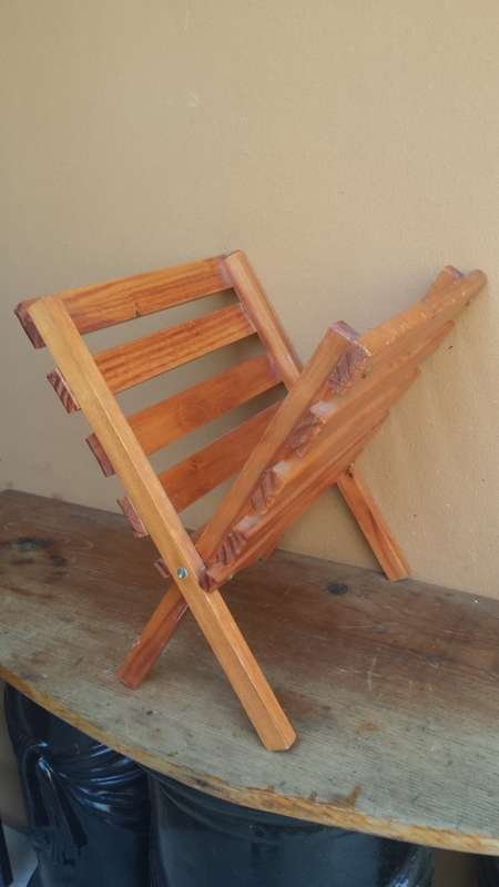 Lovely pine slate mag rack.