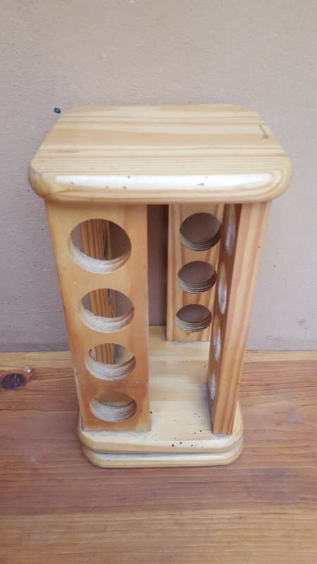 Lovely pine rotating spice rack.