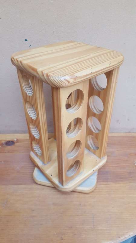 Lovely pine rotating spice rack.