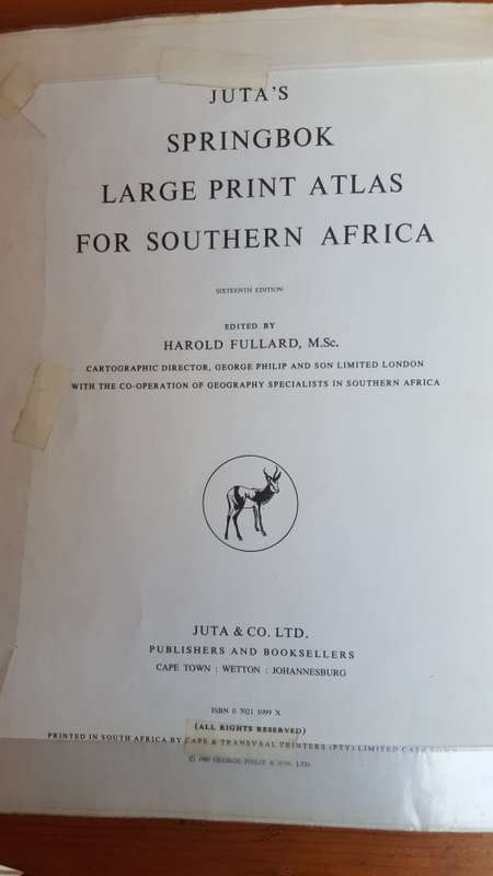 Old Juta`s Springbok atlas.