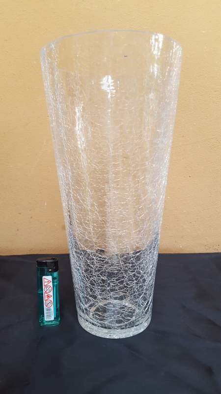 Large shattered glass vase.