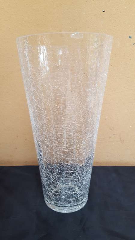 Large shattered glass vase.