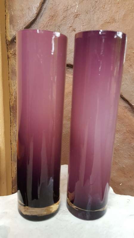 Beautiful pair of matching lilac glass vases.