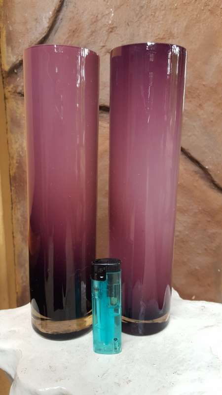 Beautiful pair of matching lilac glass vases.