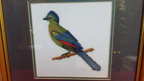 Lovely old bird tapestry.