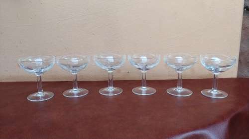 Set of 6 grape cut champagne glasses.