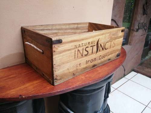 Awesome old wooden cookware box.