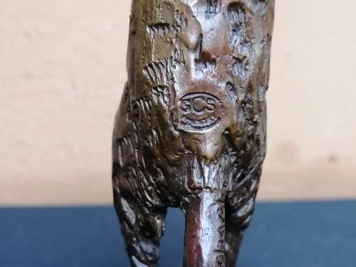 Solid bronze meerkat sculpture by Sarah Richards.