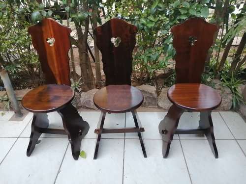 Set of 3 beautiful vintage imbuia chairs.