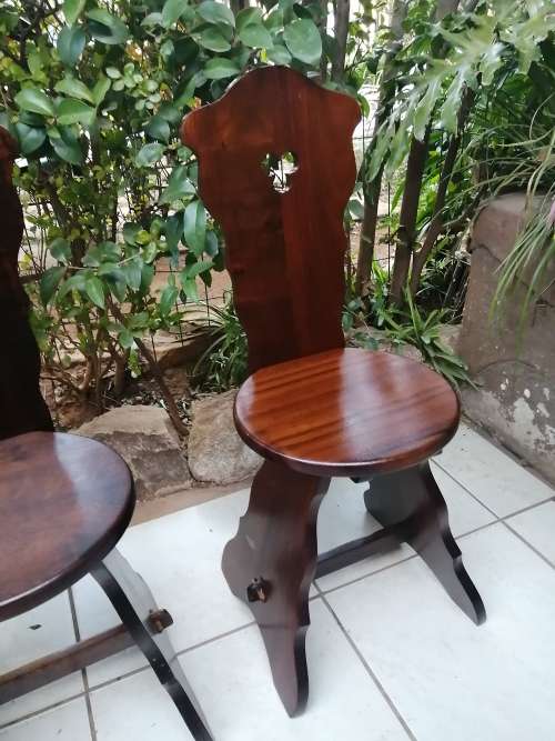 Set of 3 beautiful vintage imbuia chairs.
