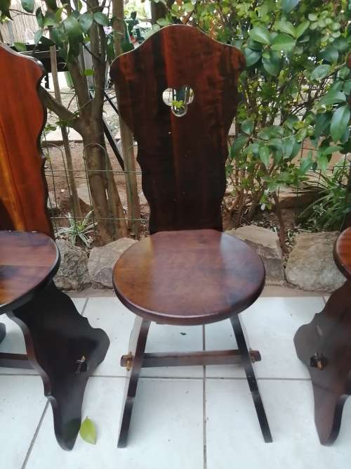 Set of 3 beautiful vintage imbuia chairs.