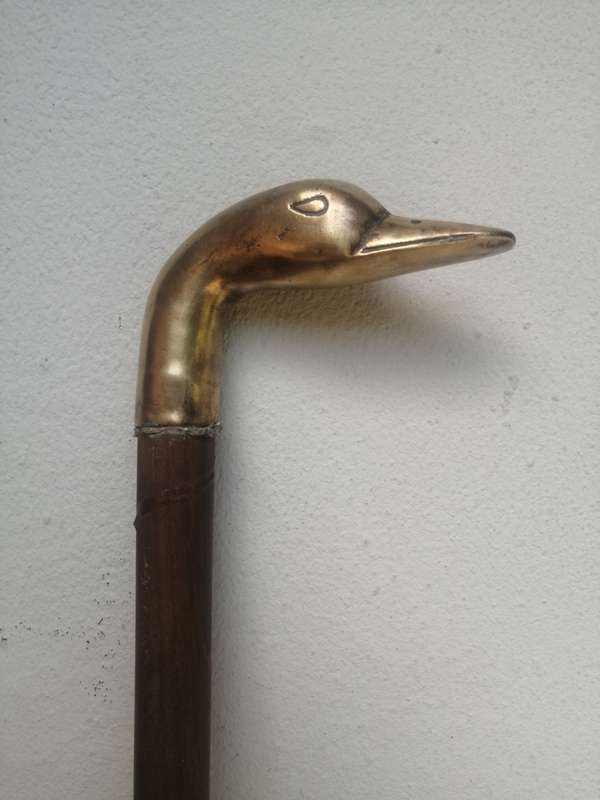 Solid brass duck head walking stick.