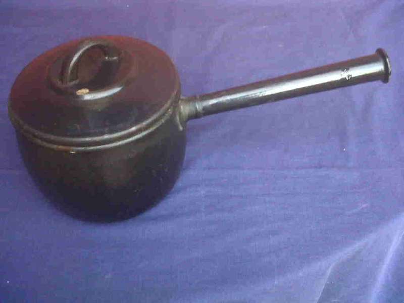 OLD BLACK ENAMEL POT