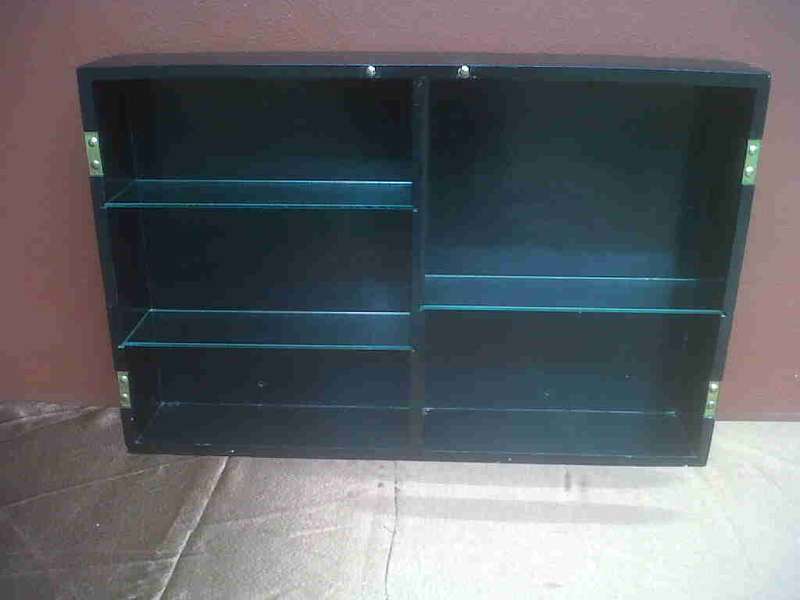 BLACK DISPLAY RACK.
