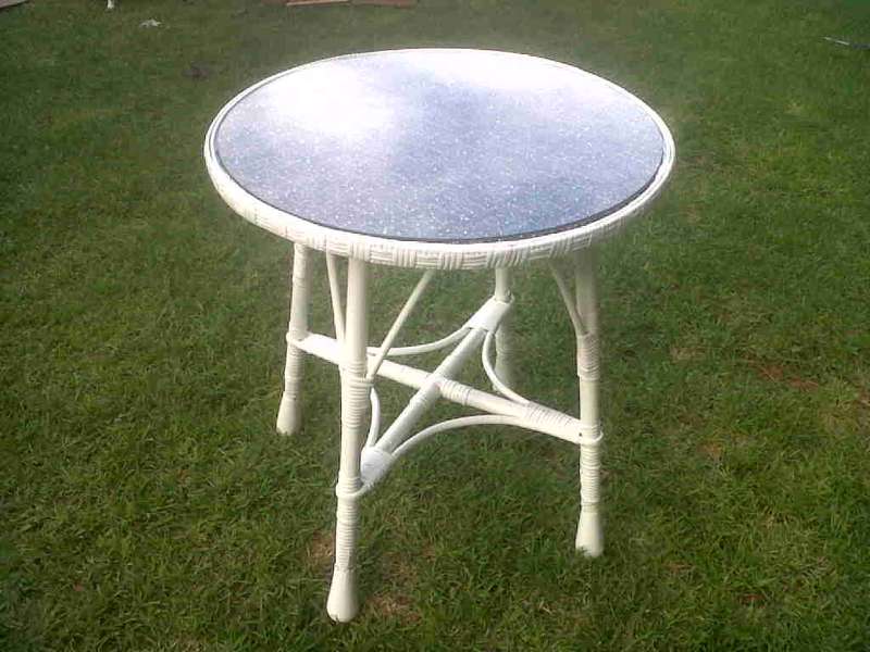 WHITE CANE OCCATIONAL TABLE