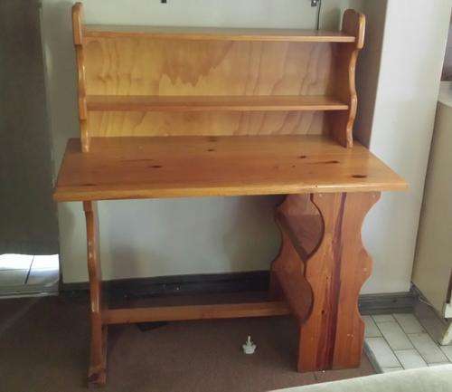 Pine desk with shelf.