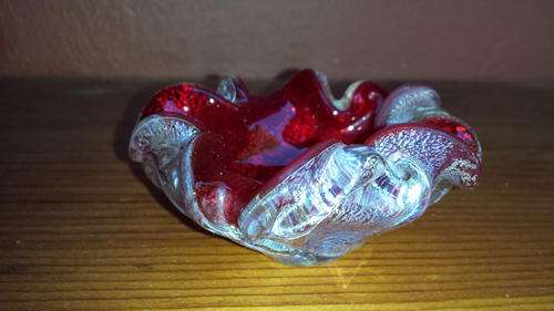 Small silver leaf murano glass ashtray.