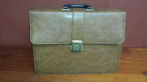 Old brown briefcase.