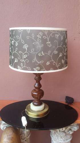 Stunning marble and wood table lamp.