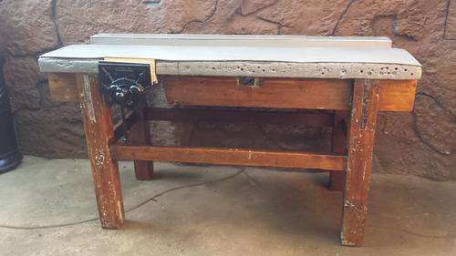 Large old wooden work bench.