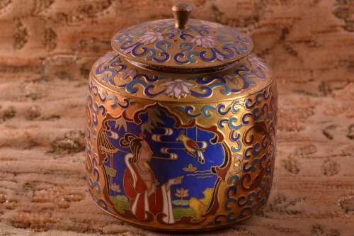 CLOISONNE JAR WITH LID
