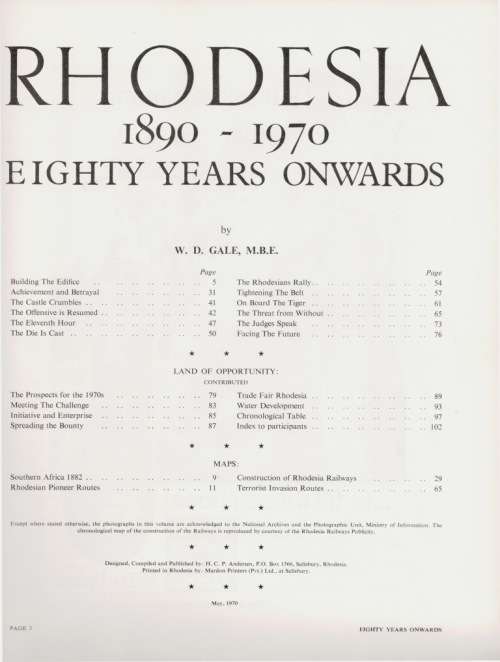 Select Memorabilia on the Republic of Rhodesia (1965 to 1979)