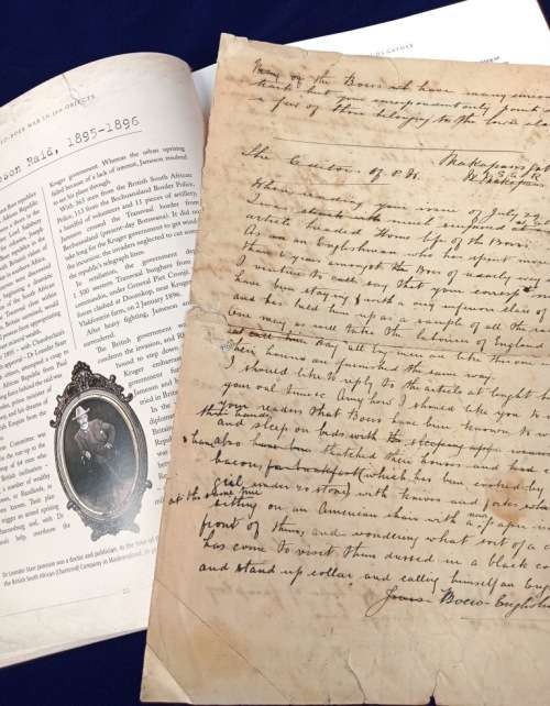 An original manuscript letter, circa late 1899 (in the run-up to Anglo-Boer War)