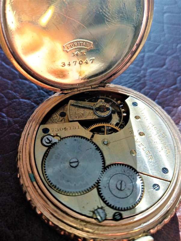 Antique 14 K Gold-filled Full Hunter Waltham Pocket Watch