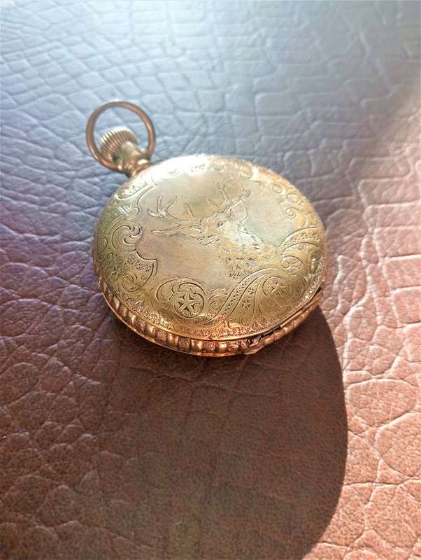 Antique 14 K Gold-filled Full Hunter Waltham Pocket Watch