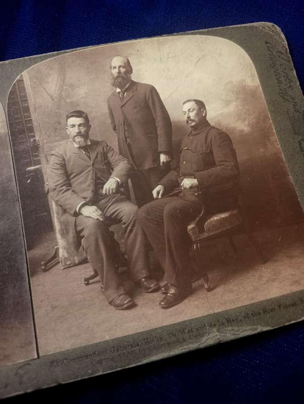 Antique Stereoview Card of the Boer War Glorious Trio