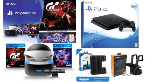 Sony PLaystation VR + Camera + Gran turismo + 5 VR games with PS4 Slim 500GB + 12 Games
