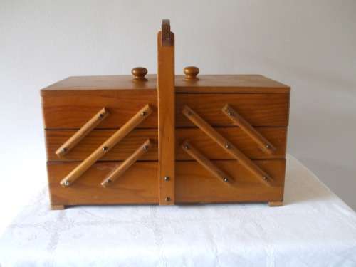 Vintage Wooden Sewing Box