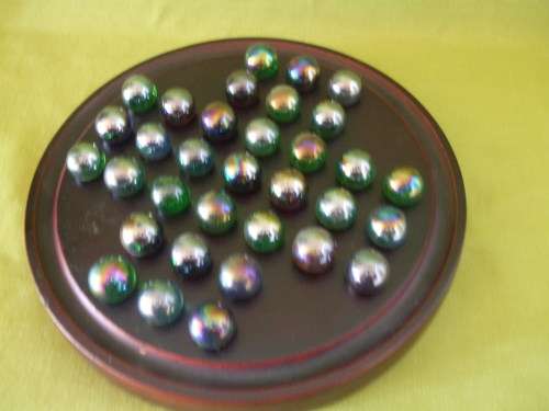Wooden Solitare with marbles